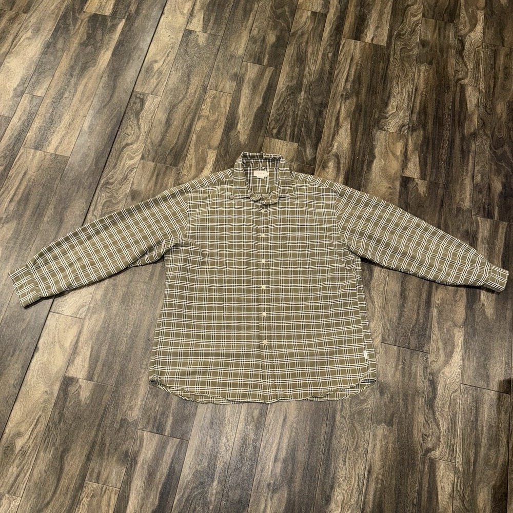 J.Crew 100% Cotton Green Plaid Button Down Shirt Size XL‎